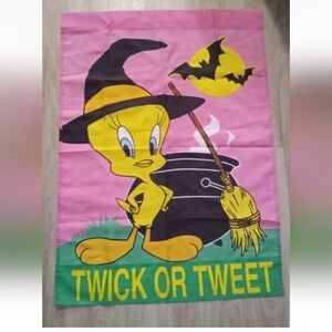 Warner Bros Tweety Bird 1997 Vintage Halloween Flag Looney Tunes